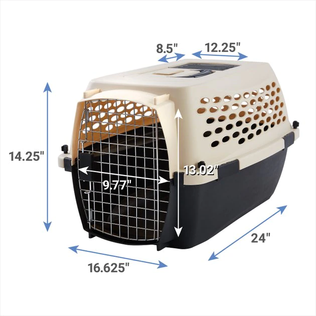 Frisco Plastic Dog & Cat Kennel, Almond & Black 4 Frisco Plastic Dog & Cat Kennel, Almond & Black - Image 2