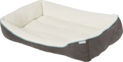 Frisco Sherpa Rectangular Bolster Dog Bed, Gray -FRISCO Sales 129483 PT2. SY630 V1566334964