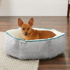 Frisco Sherpa Hexagon Bolster Cat & Dog Bed