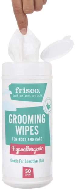 Frisco Hypoallergenic Waterless Grooming Wipes with Aloe for Dogs & Cats, Unscented, 50 count -FRISCO Sales 152581 PT3. SY630 V1551302927