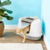 Frisco Flip Top Hooded Corner Cat Litter Box, Large, 21-in