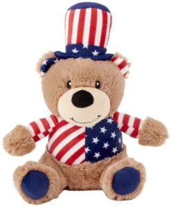 X-Frisco Plush Squeaking American Flag Bear Dog Toy, 2020