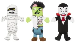 Frisco Halloween Living Dead Monsters Plush Squeaky Dog Toy, 3 count