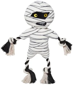 Frisco Mummy Plush with Rope Squeaky Dog Toy