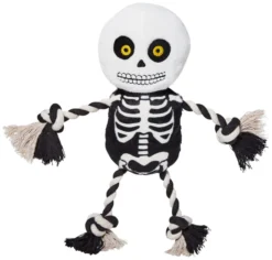 Frisco Halloween Skeleton Plush with Rope Squeaky Dog Toy