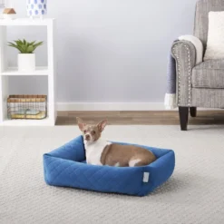 Frisco Velvet Rectangular Bolster Cat & Dog Bed