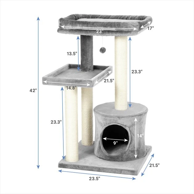 Frisco 42-in Heavy Duty Faux Fur Cat Tree & Condo 4 Frisco 42-in Heavy Duty Faux Fur Cat Tree & Condo - Image 2