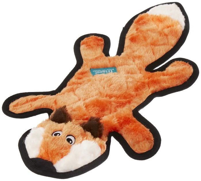 Frisco Flat Plush Squeaking Fox Dog Toy 3 Frisco Flat Plush Squeaking Fox Dog Toy
