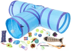 Frisco Plush, Teaser, Ball & Tri-Tunnel Variety Pack Cat Toy with Catnip, 20 count