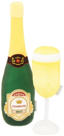 Frisco Plush Champagne & Flute Dog Toy, 2-pack