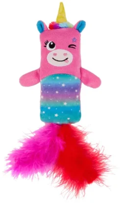 Frisco Mythical Mates Pink Unicorn Crinkle Kicker Cat Toy with Catnip