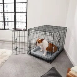 Frisco Fold & Carry Double Door Collapsible Wire Dog Crate & Mat Kit