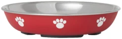 Frisco Heavy Duty Non-Skid Saucer Cat Bowl, Red Paw