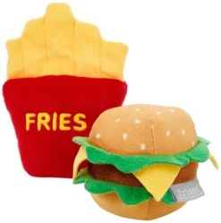 Frisco Plush Burger & Fries Dog Toy, 2-Pack