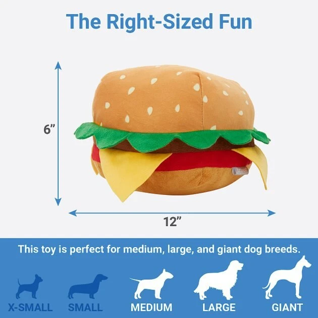 Frisco Burger Plush Squeaky Dog Toy 4 Frisco Burger Plush Squeaky Dog Toy - Image 2