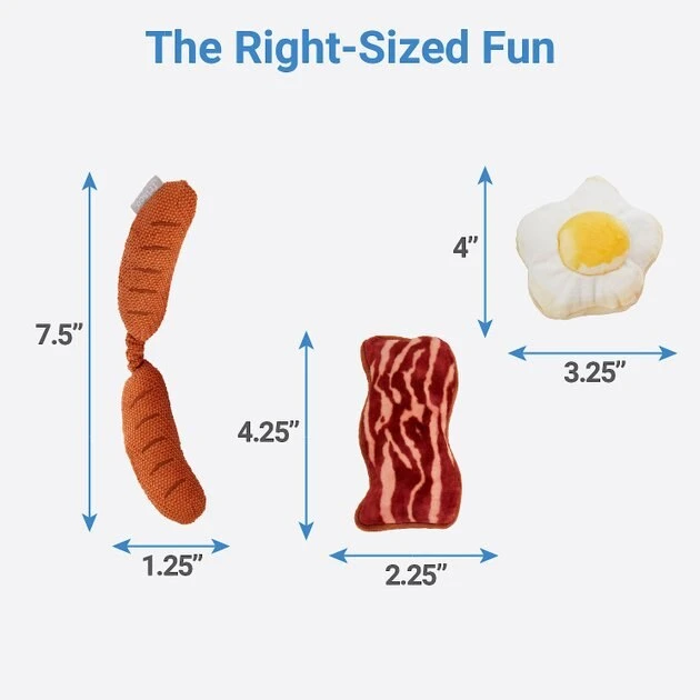 Frisco Plush Bacon, Egg, & Sausage Cat Toy with Catnip 4 Frisco Plush Bacon, Egg, & Sausage Cat Toy with Catnip - Image 2