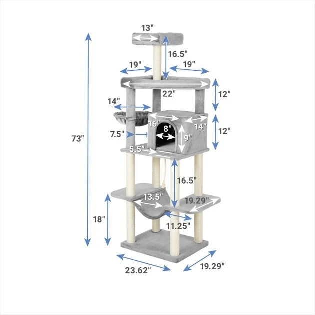 Frisco 73-in Cat Tree with Hammock, Condo, Lounge Basket, Top Perch & Bed 4 Frisco 73-in Cat Tree with Hammock, Condo, Lounge Basket, Top Perch & Bed - Image 2