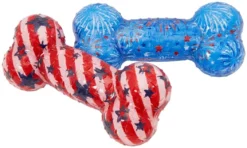 Frisco Americana TPR Bone Squeaky Dog Toy, 2 count