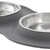 Frisco Double Stainless Steel Dog & Cat Bowl with Silicone Mat, Light Gray, 1.75 Cups 1 Frisco Double Stainless Steel Dog & Cat Bowl with Silicone Mat, Light Gray, 1.75 Cups -FRISCO Sales 215986 MAIN. SY630 V1591020063