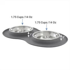 Frisco Double Stainless Steel Dog & Cat Bowl with Silicone Mat, Light Gray, 1.75 Cups -FRISCO Sales 215986 PT1. SY630 V1600374839