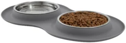 Frisco Double Stainless Steel Dog & Cat Bowl with Silicone Mat, Light Gray, 1.75 Cups -FRISCO Sales 215986 PT2. SY630 V1591020064