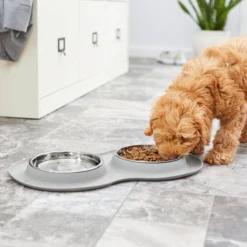 Frisco Double Stainless Steel Dog & Cat Bowl with Silicone Mat, Light Gray, 1.75 Cups -FRISCO Sales 215986 PT7. SY630 V1605660717