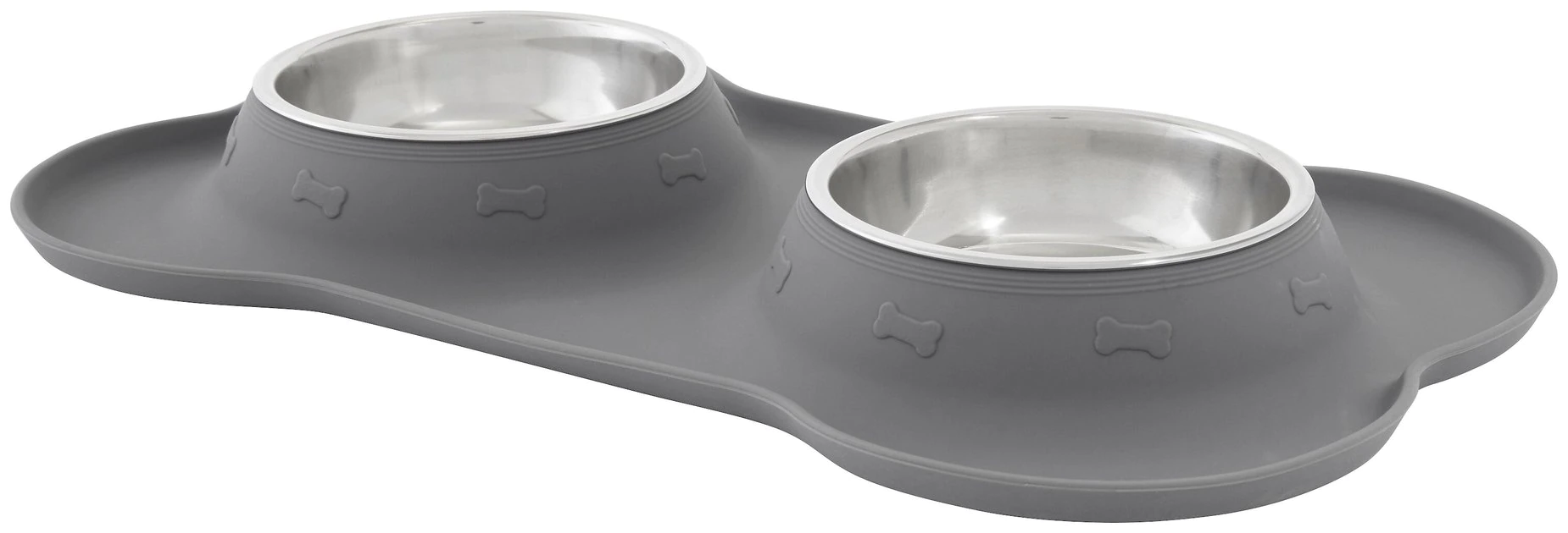 Frisco Double Stainless Steel Pet Bowl with Silicone Mat 3 Frisco Double Stainless Steel Pet Bowl with Silicone Mat