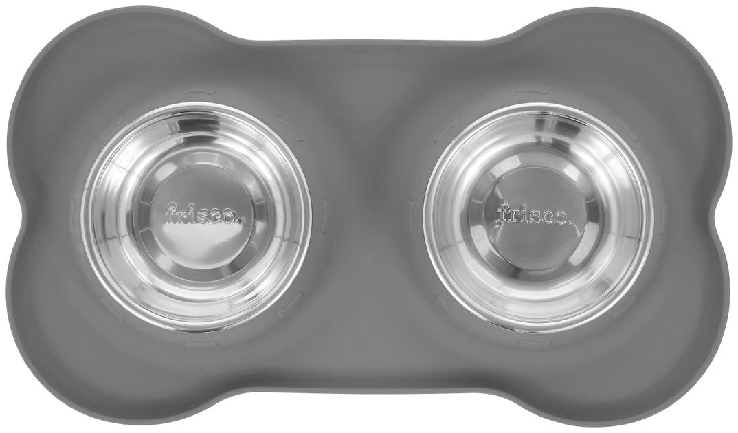 Frisco Double Stainless Steel Pet Bowl with Silicone Mat 6 Frisco Double Stainless Steel Pet Bowl with Silicone Mat - Image 4