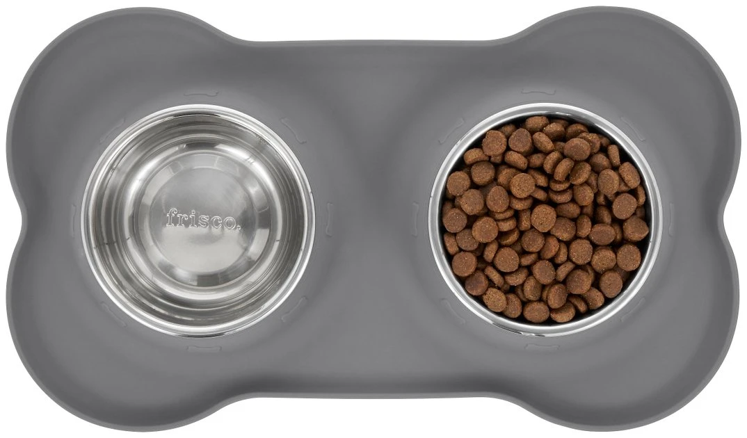 Frisco Double Stainless Steel Pet Bowl with Silicone Mat 7 Frisco Double Stainless Steel Pet Bowl with Silicone Mat - Image 5