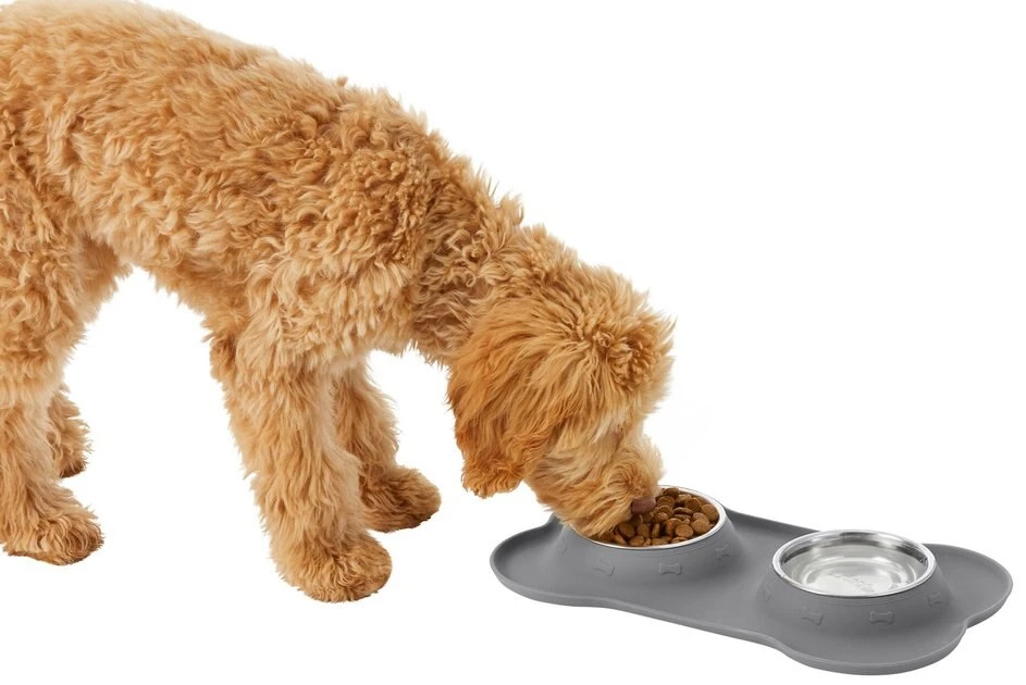 Frisco Double Stainless Steel Pet Bowl with Silicone Mat 8 Frisco Double Stainless Steel Pet Bowl with Silicone Mat - Image 6