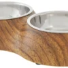 Frisco Double Stainless Steel Bowl, Wood Design, 0.75 Cup -FRISCO Sales 216068 MAIN. SY630 V1591021033