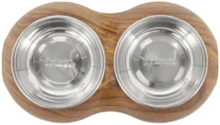 Frisco Double Stainless Steel Bowl, Wood Design, 0.75 Cup -FRISCO Sales 216068 PT3. SY630 V1591021035