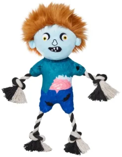 Frisco Zombie Boy Plush with Rope Squeaky Dog Toy