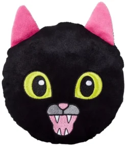 Frisco Black Cat Round Plush Squeaky Dog Toy