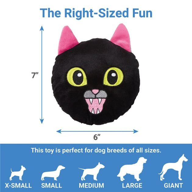 Frisco Black Cat Round Plush Squeaky Dog Toy 4 Frisco Black Cat Round Plush Squeaky Dog Toy - Image 2