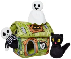 Frisco Halloween Haunted Shack Hide and Seek Puzzle Plush Squeaky Dog Toy