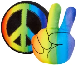 Frisco Retro Peace Sign Plush Squeaky Dog Toy