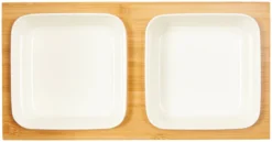 Frisco Square Melamine Dog & Cat Bowl Set with Bamboo Stand -FRISCO Sales 232076 PT2. SY630 V1605110607
