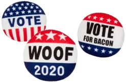Frisco Plush Squeaky Voting Pins Dog Toy, 3 count