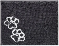 Frisco Microfiber Chenille Paw Print Dog & Cat Mat, Dark Gray