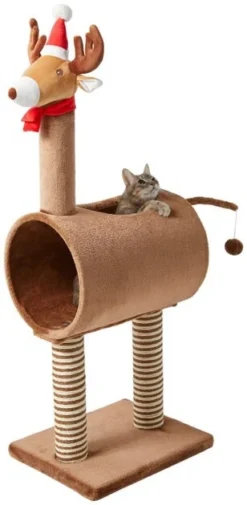 Frisco Holiday 52.3-in Reindeer Cat Scratching Post & Tunnel -FRISCO Sales 236569 PT2. SY630 V1601334091