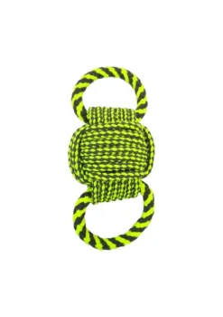 Frisco Dual Handle Neon Ball Squeaky Dog Toy, Yellow & Gray