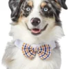 Frisco Plaid Dog & Cat Bow Tie, Orange & Blue
