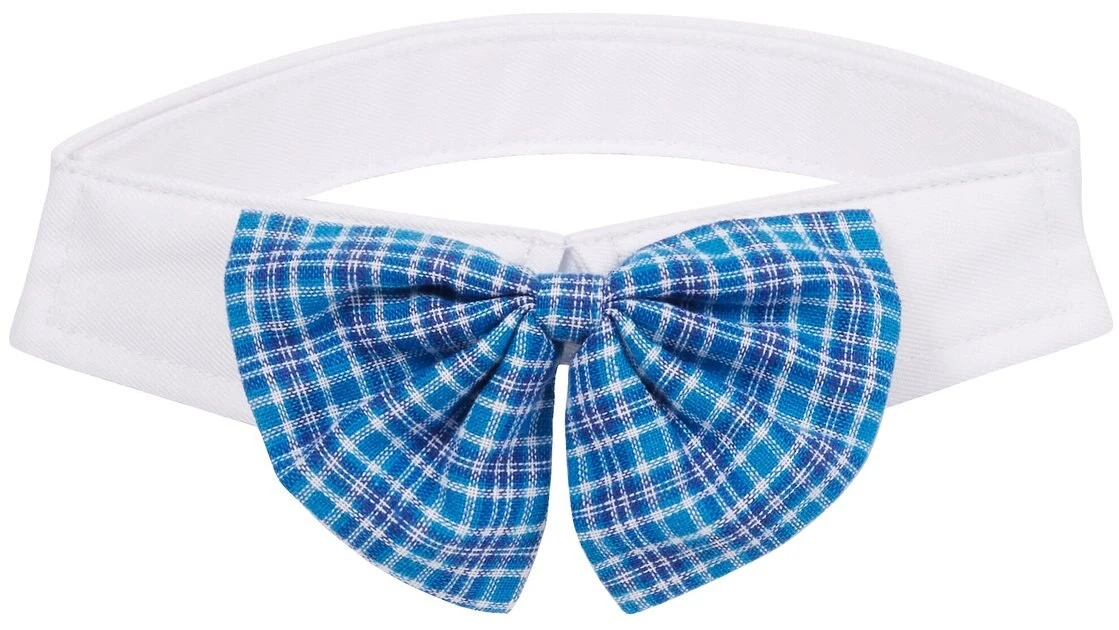Frisco Plaid Dog & Cat Bow Tie, Blue 5 Frisco Plaid Dog & Cat Bow Tie, Blue - Image 3