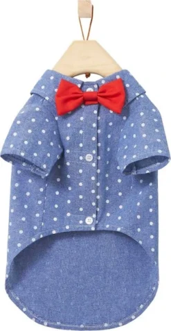 Frisco Polka Dot Chambray Dog & Cat Button Up Shirt