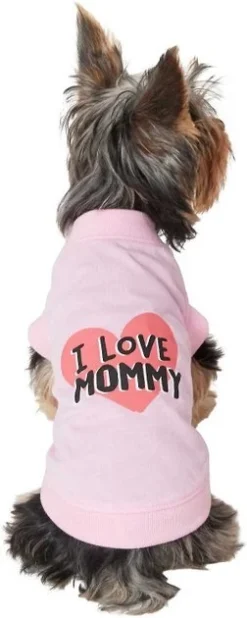 Frisco I Love Mommy Dog & Cat T-Shirt, Pink -FRISCO Sales 249270 PT2. SY630 V1624603364