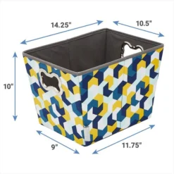 Frisco Rectangle Collapsible Pet Toy Storage Bin, Yellow Geometric -FRISCO Sales 250578 PT2. SY630 V1613774487