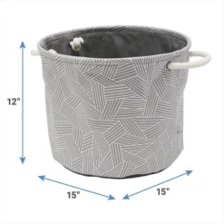 Frisco Round Collapsible Pet Toy Storage Bin, Gray Basket Weave -FRISCO Sales 250585 PT2. SY630 V1613774793