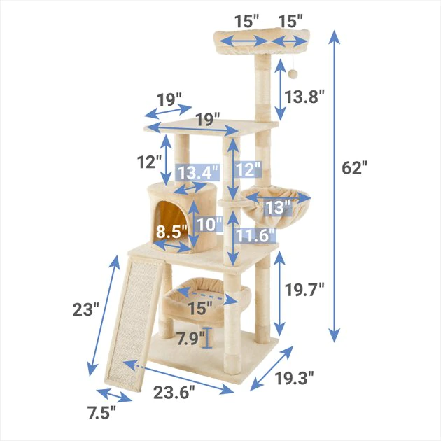 Frisco 62-in Faux Fur Cat Tree & Condo 4 Frisco 62-in Faux Fur Cat Tree & Condo - Image 2