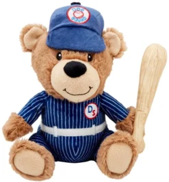 Frisco Baseball Bear Plush Squeaky Dog Toy, Blue